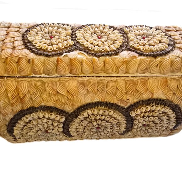 Vintage Handmade Wood & Seashell Purse OOAK Beach Retro Boho Handbag - Picture 10 of 14